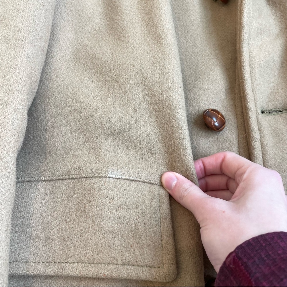 Vintage 70s wool faux fur trench coach - Picture 4 of 9